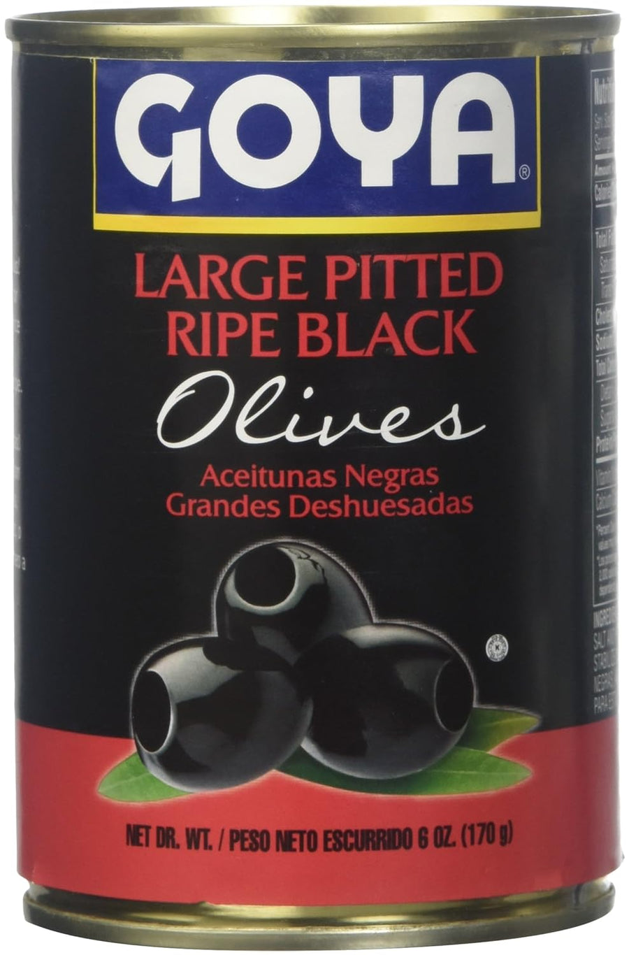 Goya, Large Pitted Ripe Black Olives, 170 Grams(gm)