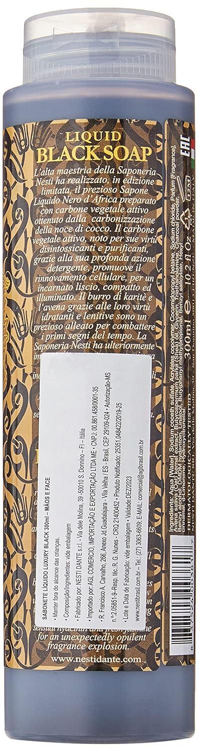 Nesti Dante 251261 10.2 oz Luxury Liquid Black Soap Shower Gel with Vegetal Active Carbon