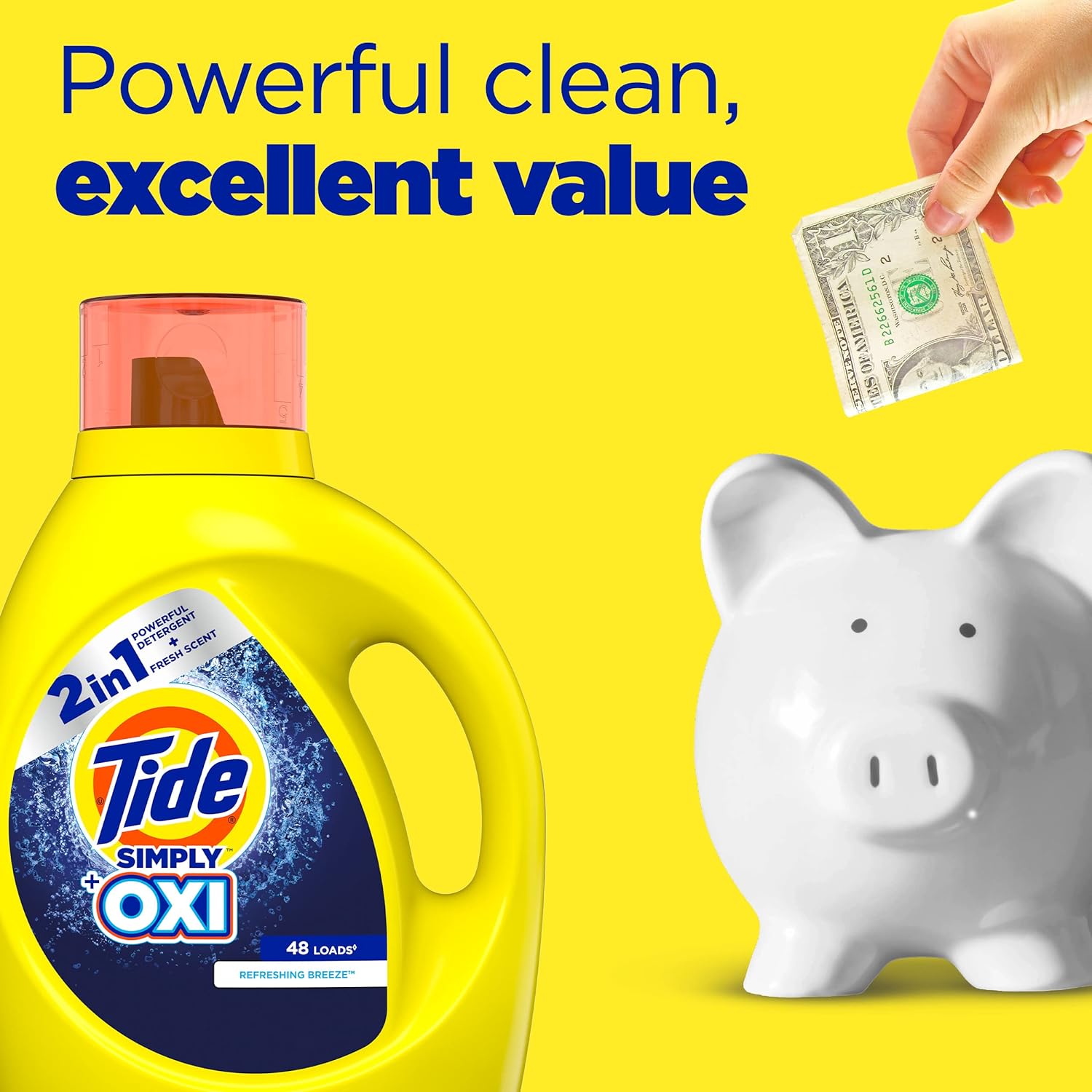 Tide Simply + Oxi Liquid Laundry Detergent, Refreshing Breeze, 6 loads, 10 fl oz