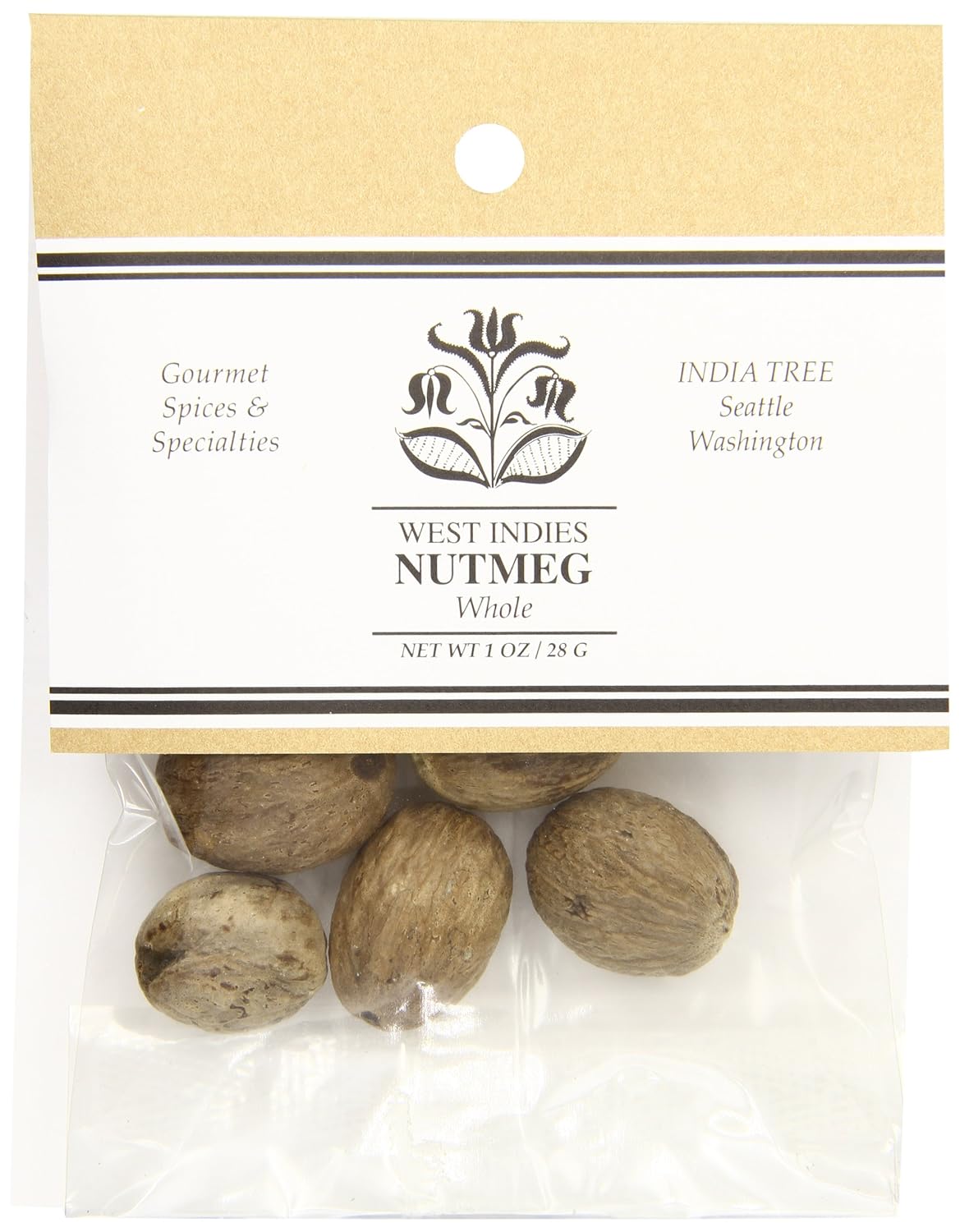 India Tree Nutmeg, Whole, 1 Ounce