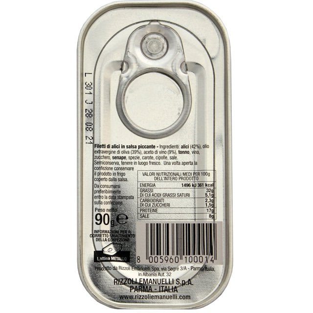 Rizzoli Anchovy Fillets In Spicy Sauce, 3.17 OZ