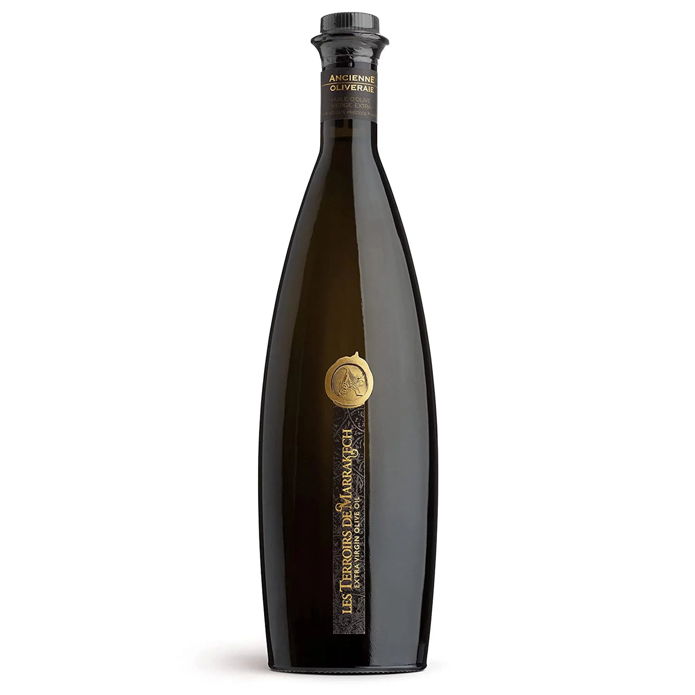 Moroccan Organic Extra Virgin Olive Oil, Polyphenol Rich, Cold Pressed from Bicentenary olive trees, Most Awarded, Trusted by Michelin Star Chefs, LES TERROIRS DE MARRAKECH - 17 Fl Oz Glass Bottle