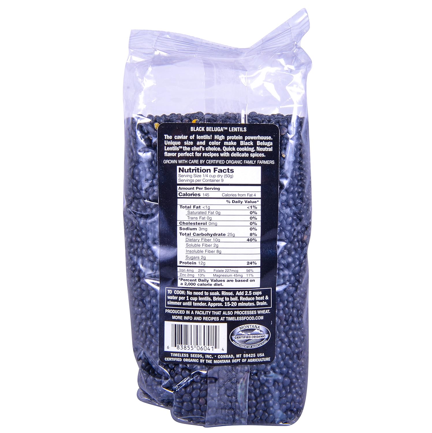 TIMELESS Organic Black Beluga Lentils, 16 OZ