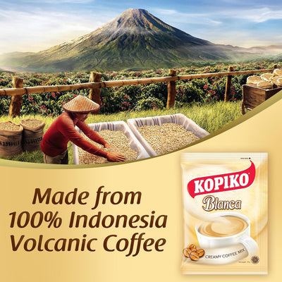 Kopiko Blanca Instant Coffee Mix – Your Delicious Creamy Instant Coffee with Tempting Aroma (0.7 OZ/20gr x 10 Coffee Sticks)