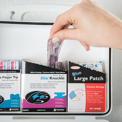 San Jamar MK0903 MANI-KARE Bandages, 1 3/4" x 3", Knuckle, Blue