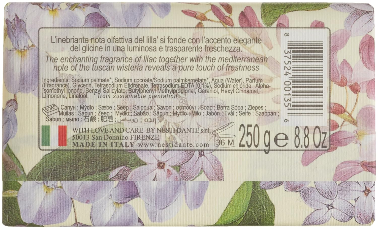 Nesti Dante Romantica Enchanting Natural Soap - Tuscan Wisteria & Lilac 250g/8.8oz
