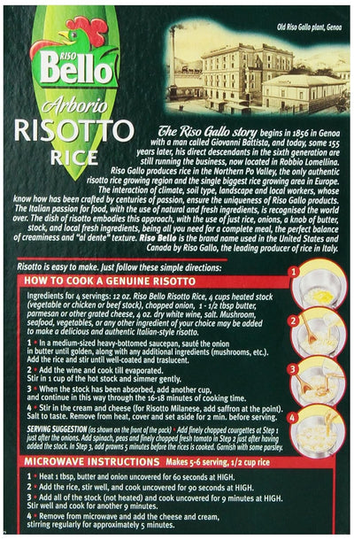 Riso Bello Arborio Risotto Rice, 17.5-Ounce Boxes (Pack of 6)