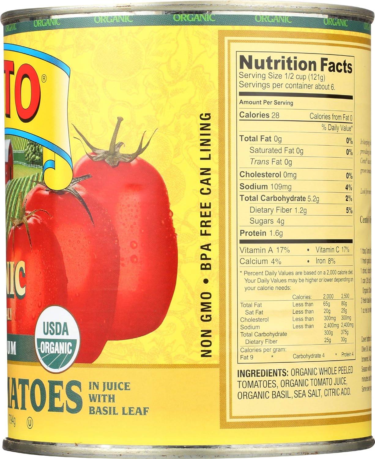 Cento Foods Organic Whole Tomatoes, 28 OZ