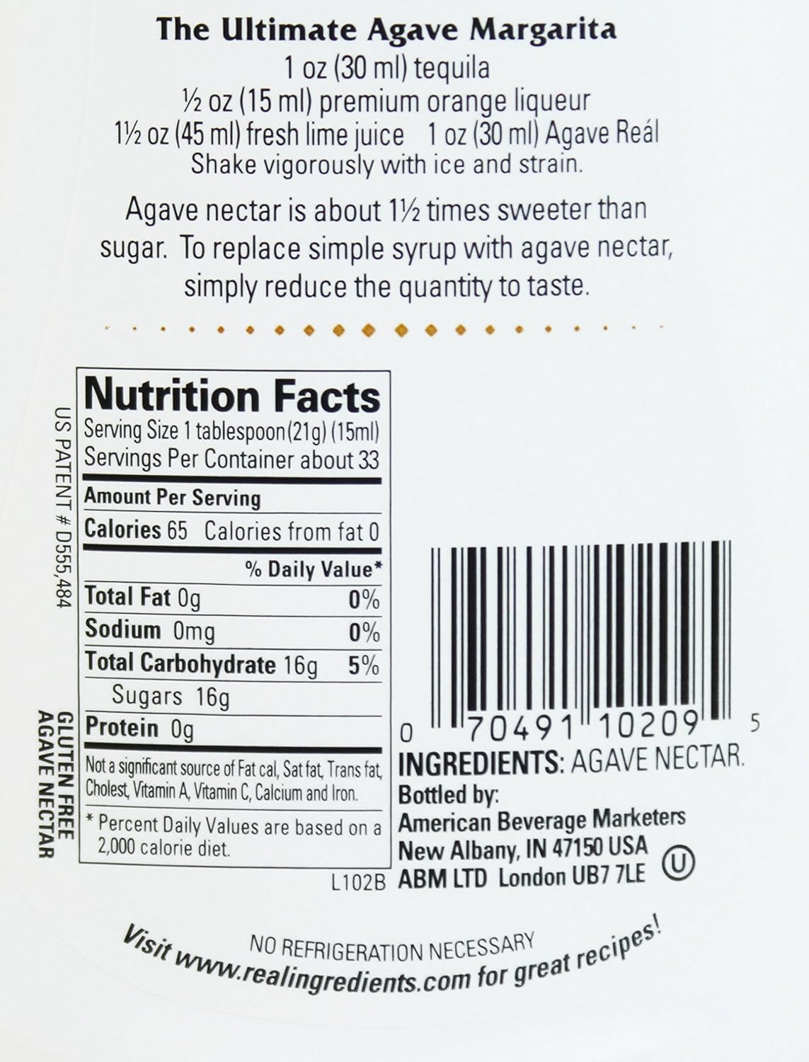 Agave Reàl, Blue Agave Nectar, 16.9 FL OZ Squeezable Bottle (Pack of 1)