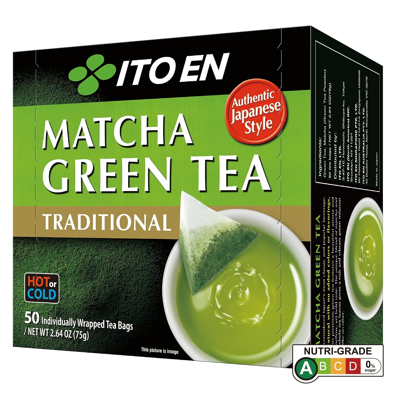 Ito En Traditional Matcha Green Tea 50 Count Zero Calories, Caffeinated