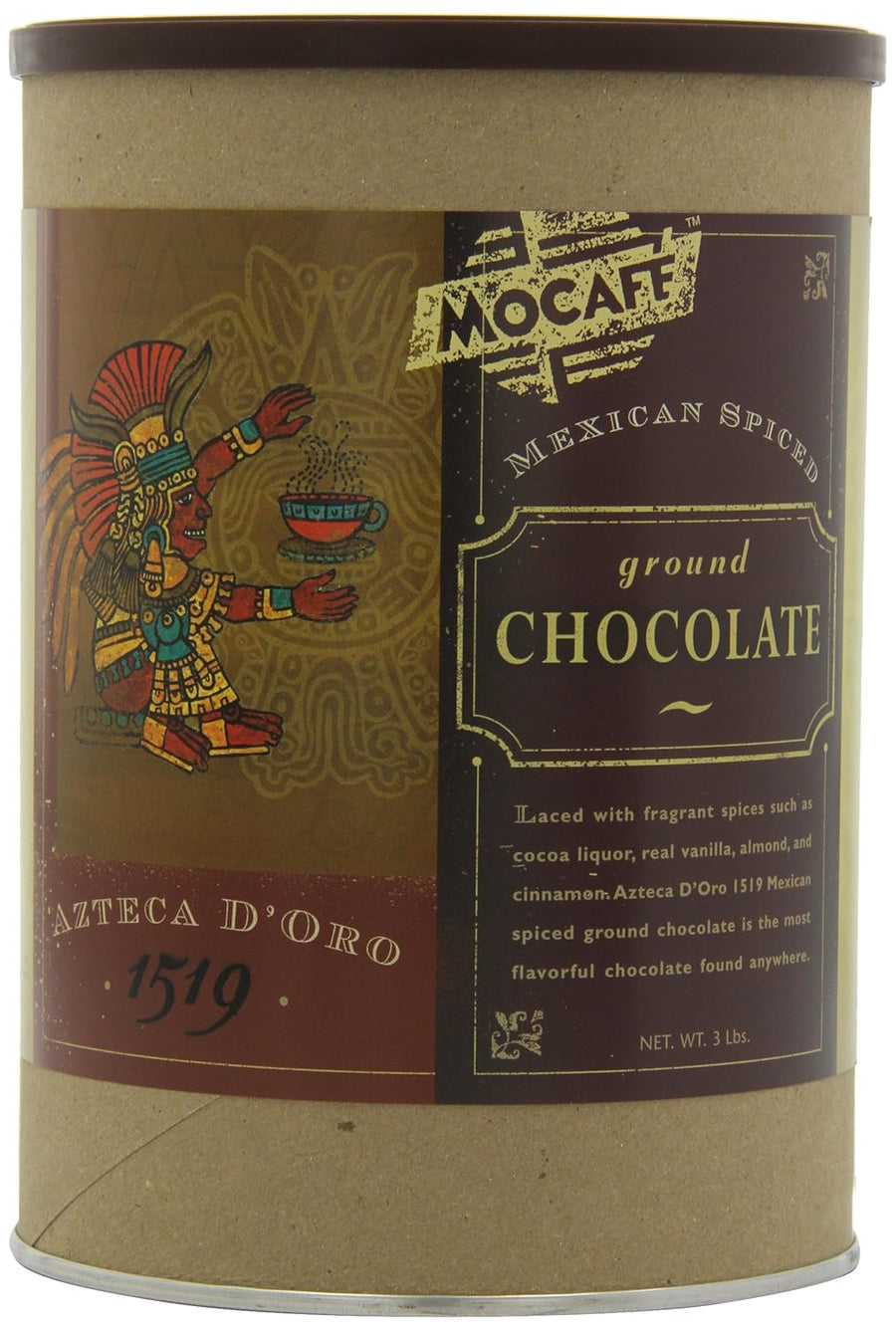MOCAFE Azteca D'Oro 1519 Mexican Spiced Ground Chocolate, 3-Pound Tins