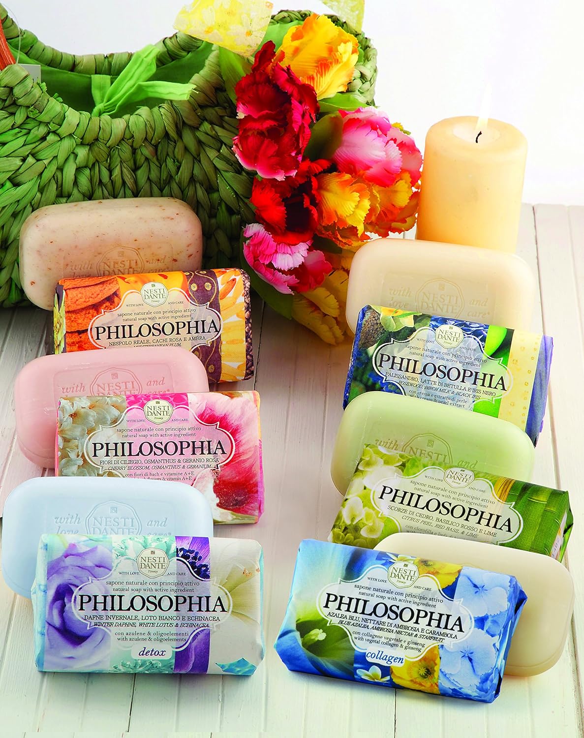 Nesti Dante Philosophia Natural Soap, Detox/Winter Daphne/White Lotus and Echinacea With Azulene and Oligoelements, 8.8 Ounce