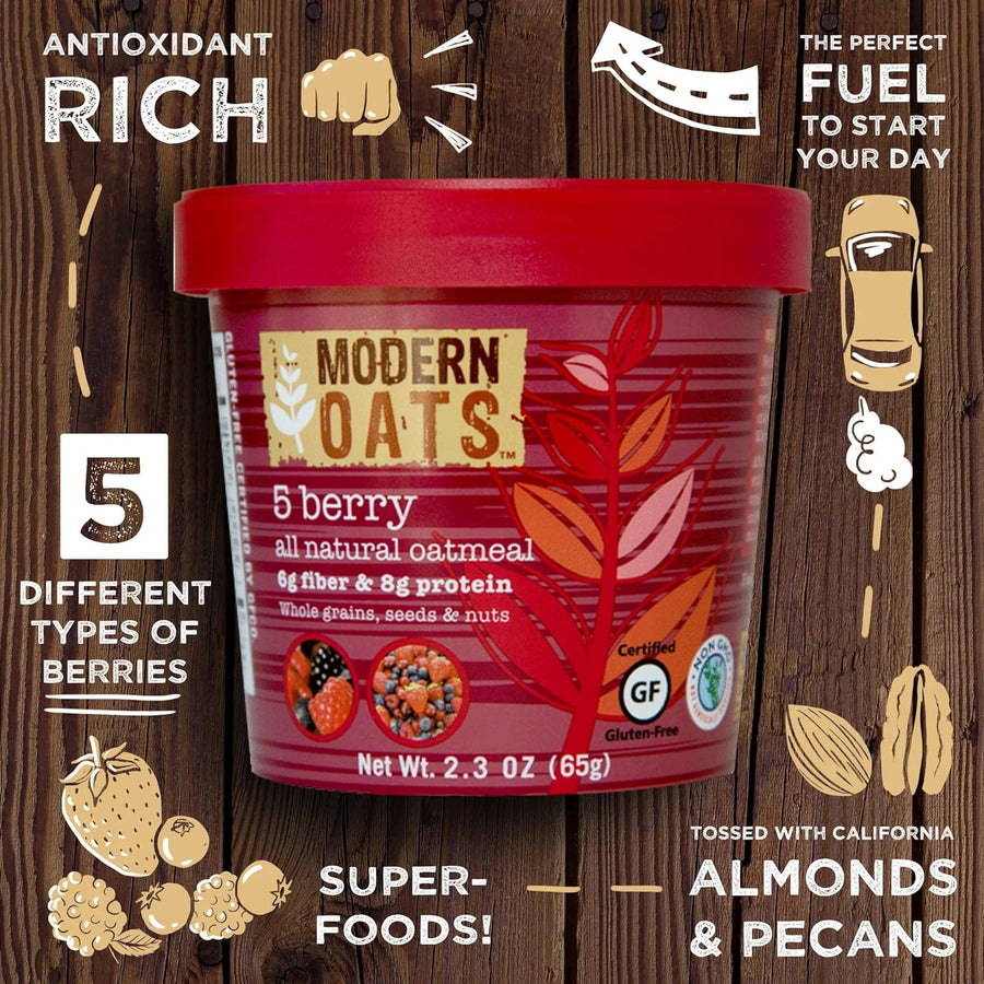 Modern Oats All Natural Oatmeal Cups, 5 Berry, 2.3 Ounce Cup