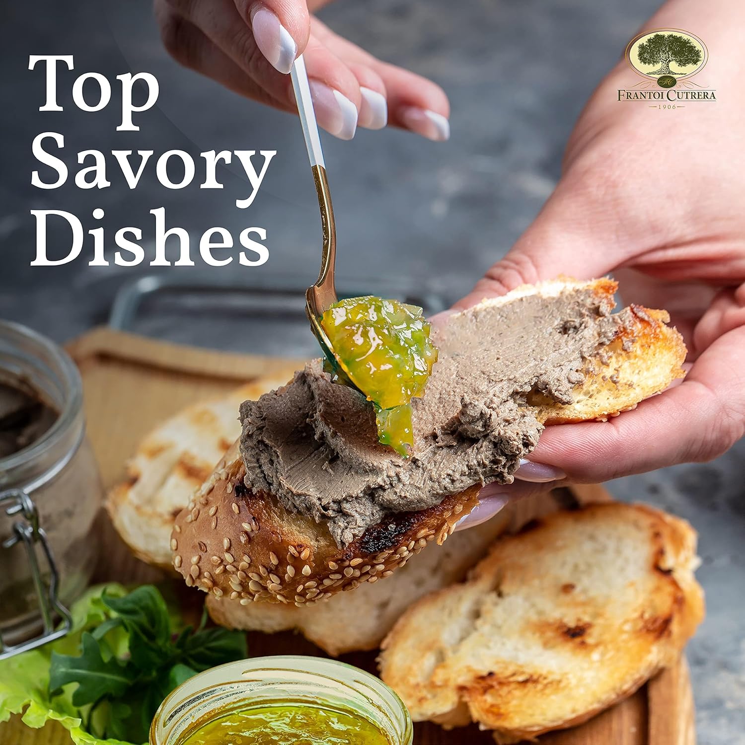 Frantoi Cutrera Sicilian Extra Onion Jam - Caramelized Onion Jam Pairs With Cheese and Savory Dishes, Italian Sweet Onion Marmalade for Burgers, Steaks, and Pork, 7.9 Ounce - Pack of 1