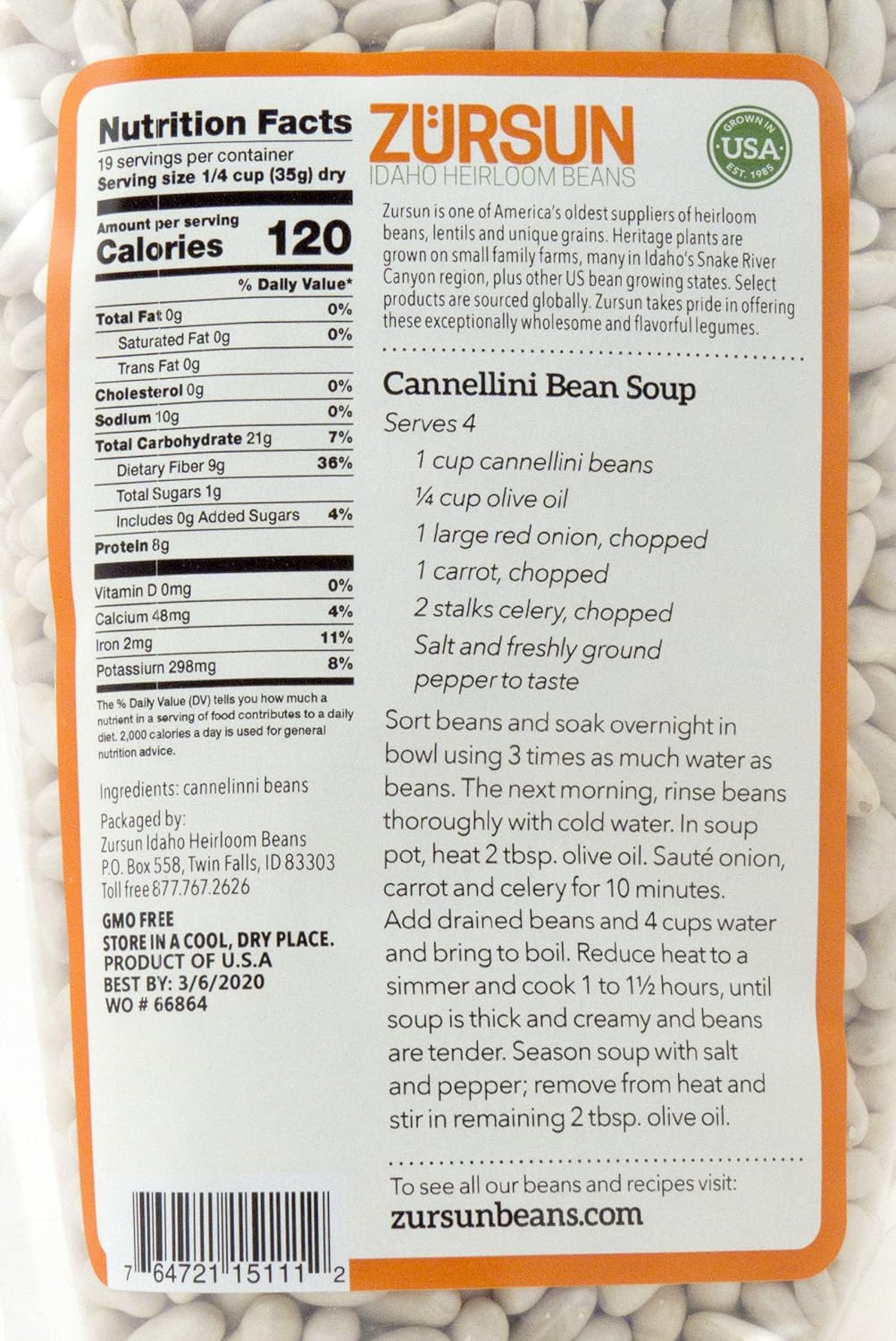 Zursun Heirloom Dry Cannellini Beans 24 oz