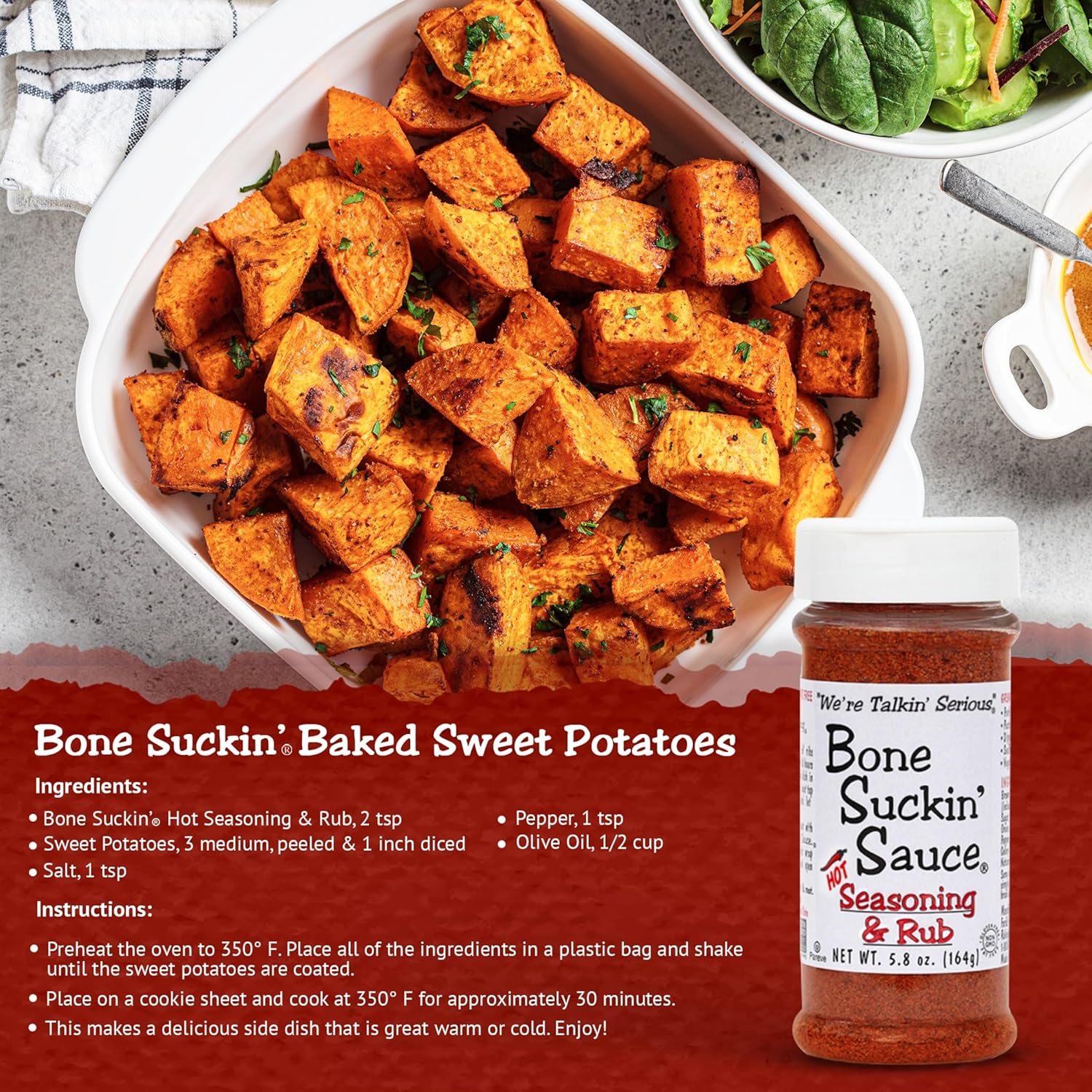 Bone Suckin' Hot Seasoning & Rub, 5.8 Oz - Grilling Rubs, Dry Pork Rub, Gluten-Free, Non-GMO, Kosher, Great on Ribs, Pork, Beef, Chicken, Seafood, Pasta, Vegetables & Even Popcorn! No Msg