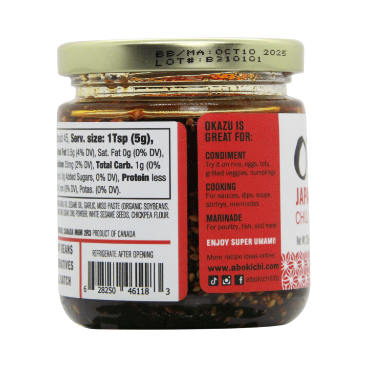 OKAZU Japanese Chili Miso Oil 8oz- Made in North America by Abokichi