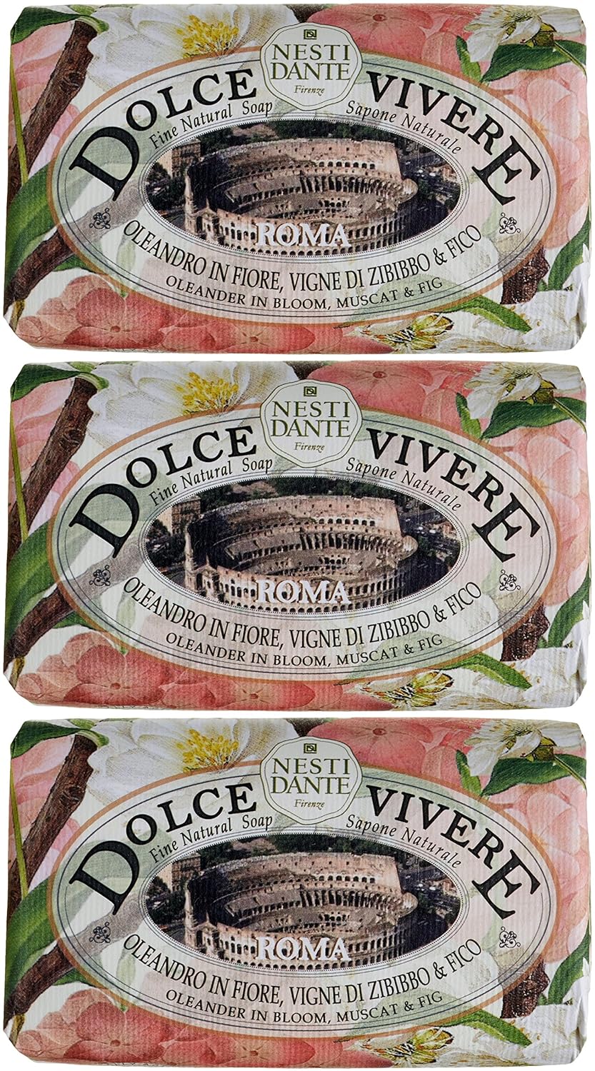 Saponeria Nesti Firenze:"Roma" Perfumed Fine Natural Soap,"Dolce Vivere" Line 8.8 Ounces (250g) Packages (Pack of 3) [ Italian Import ]