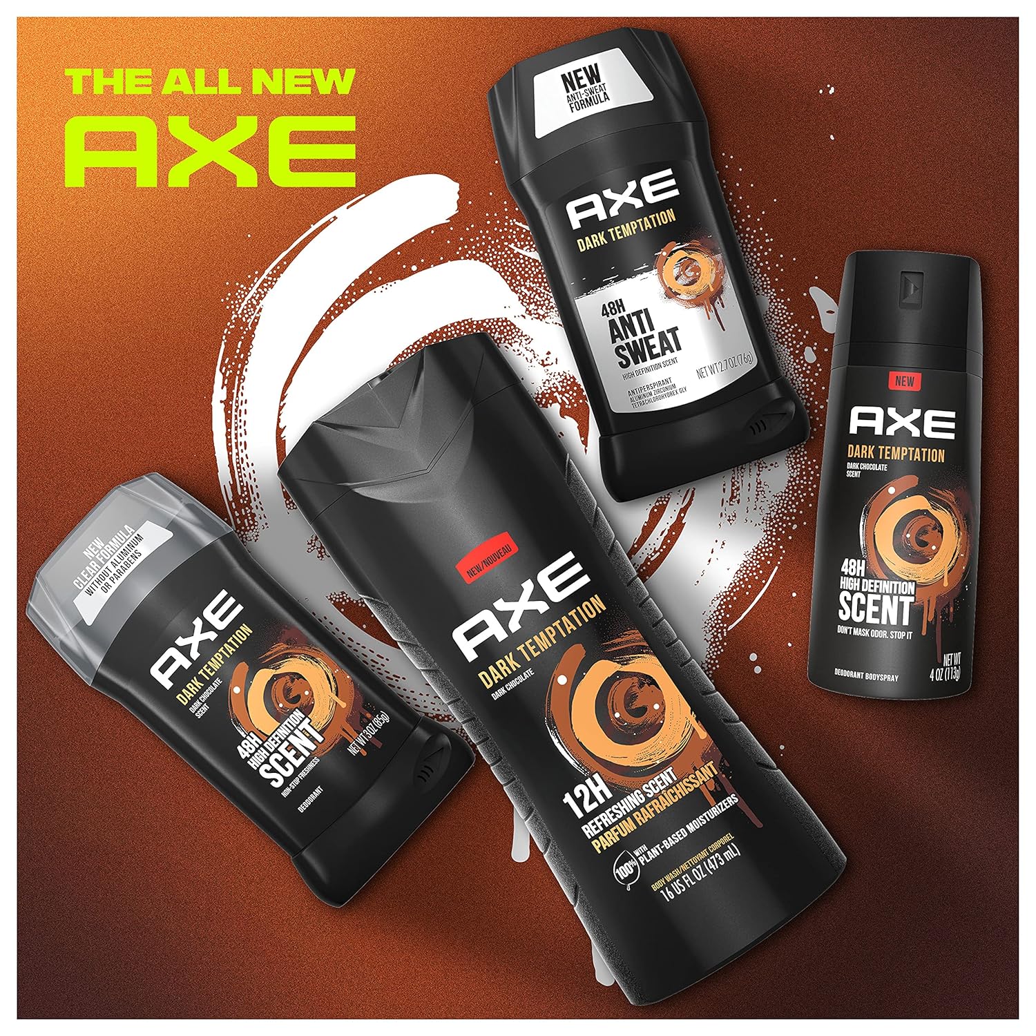 AXE Antiperspirant Stick For Men 48 Hour Sweat And Odor Protection For Long Lasting Freshness Dark Temptation Smooth Dark Chocolate Scent Men's Deodorant 2.7 oz