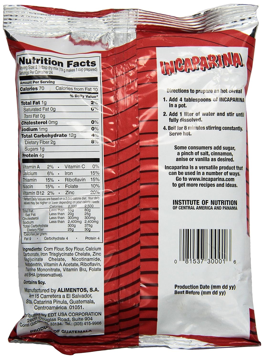 Incaparina Hot Cereal, 16 Ounce