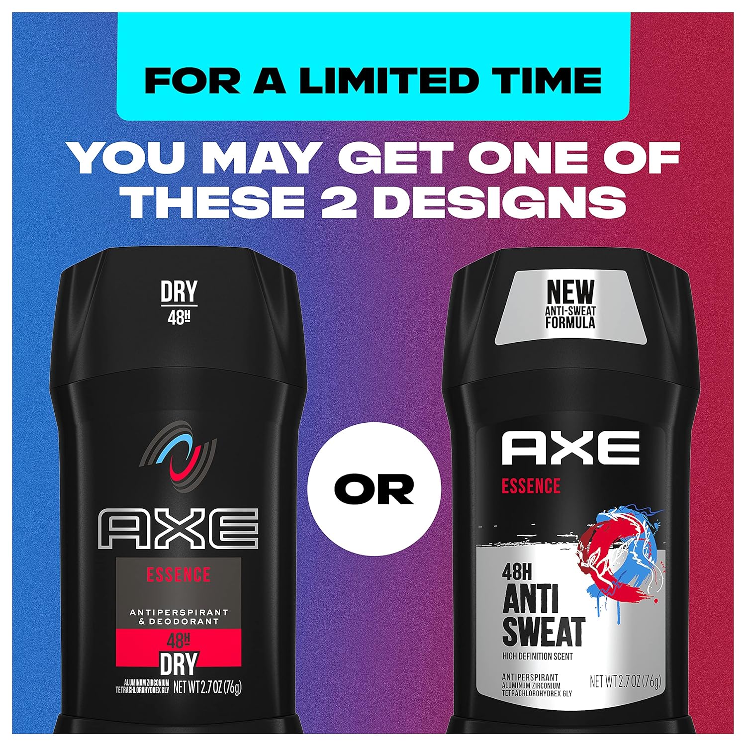 AXE Antiperspirant Deodorant For Men 48H Sweat And Odor Protection For Long Lasting Freshness, Essence Black Pepper And Cedarwood Men's Deodorant 2.7oz