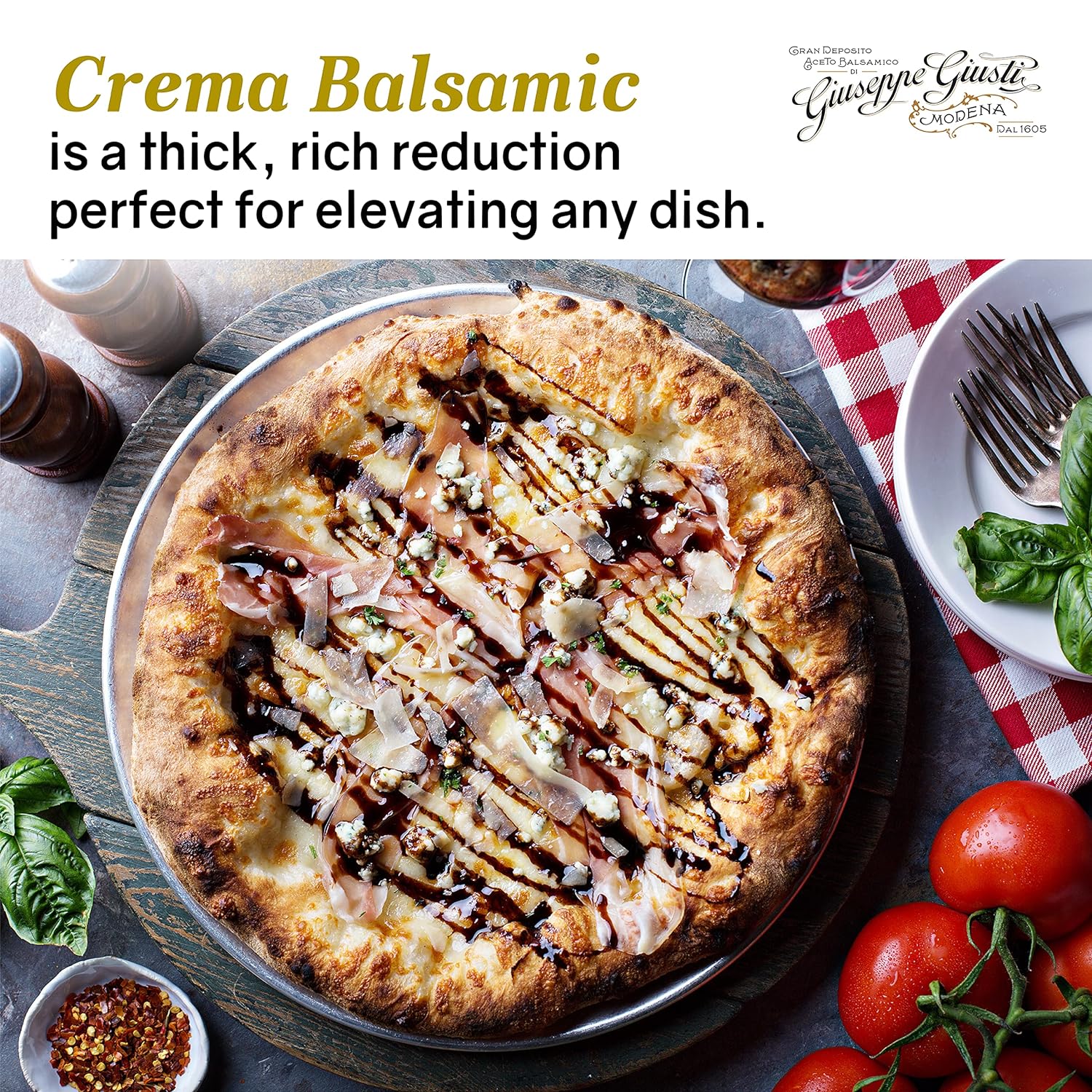 Giuseppe Giusti Italian Crema Balsamic Glaze Vinegar Reduction of Modena IGP, Natural Flavored Balsamic Vinegar Glaze Made With Balsamic Vinegar of Modena, Imported from Italy - 8.45 fl oz (250 ml)