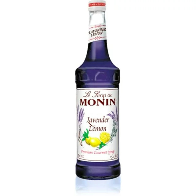 Monin - Lavender Lemon Syrup, Soothing Lavender & Citrus Flavored Syrup, Coffee Syrup, Natural Flavor Drink Mix, Simple Syrup For Coffee, Cocktails, Soda, & More, Gluten-Free, Clean Label (750 Ml)