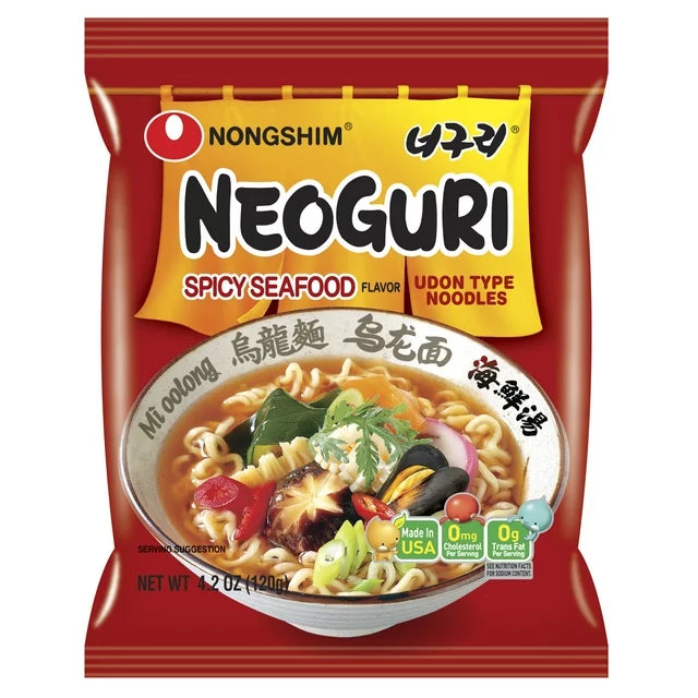 Nongshim Neoguri Spicy Seafood Ramyun Ramen Noodle Soup Pack, 4.2oz X 1 Count