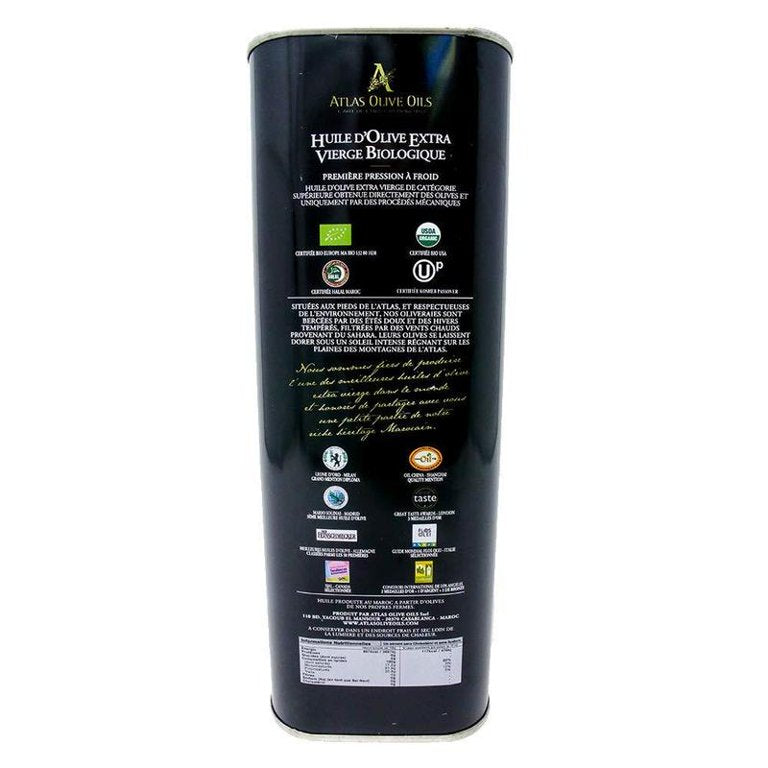 Atlas 3 LT Organic Cold Press Extra Virgin Olive Oil with Polyphenol Rich from Morocco | Newly Harvested Unprocessed from One Single Family Farm | Moroccan EVOO Trusted by Michelin Star Chefs
