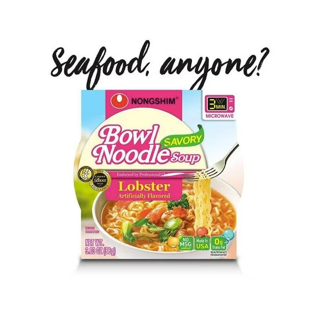 Nongshim Bowl Noodle Savory Lobster Ramyun Ramen Noodle Soup Bowl, 3.03oz X 1 Count