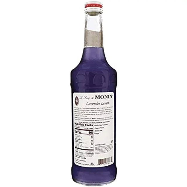 Monin - Lavender Lemon Syrup, Soothing Lavender & Citrus Flavored Syrup, Coffee Syrup, Natural Flavor Drink Mix, Simple Syrup For Coffee, Cocktails, Soda, & More, Gluten-Free, Clean Label (750 Ml)