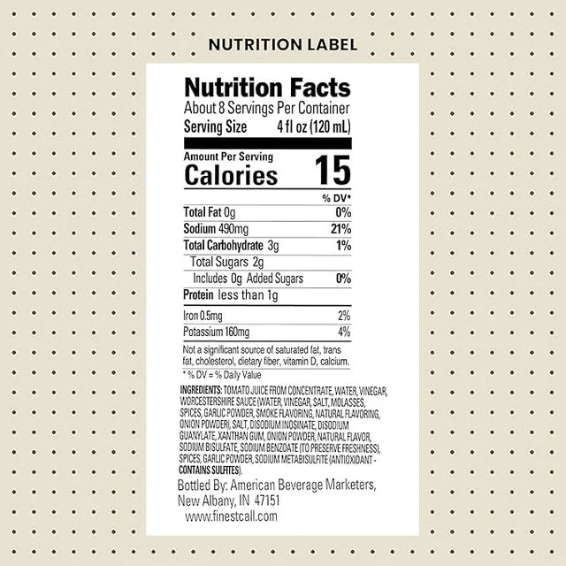 Finest Call Premium Bloody Caesar Drink Mix, 1 Liter Bottle (33.8 Fl Oz)