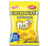 Shirakiku Curvee Corn Puff Snack | Skipjack Tuna Powder, Shiitake Mushroom Extract, Palm Oil | Authentic Japanese Snacks in Sea Salt & Umami Flavor | 2.46 oz Pack of 1