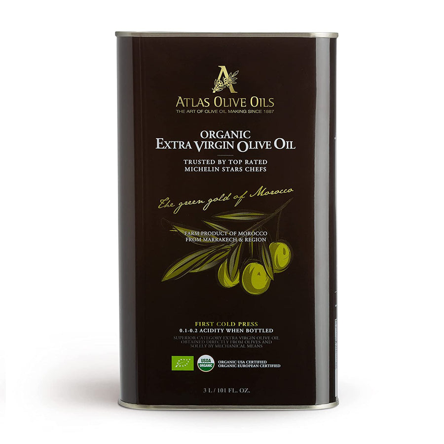 Atlas 3 LT Organic Cold Press Extra Virgin Olive Oil with Polyphenol Rich from Morocco | Newly Harvested Unprocessed from One Single Family Farm | Moroccan EVOO Trusted by Michelin Star Chefs
