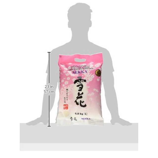 SEKKA Extra Fancy Medium Grain white Rice - Japanese Premium quality uncooked Rice | Milled Rice, Sweet and Chewy | Low Fat, Perfect for Authentic Asian Cuisine, 15 lb -(Pack of 1)