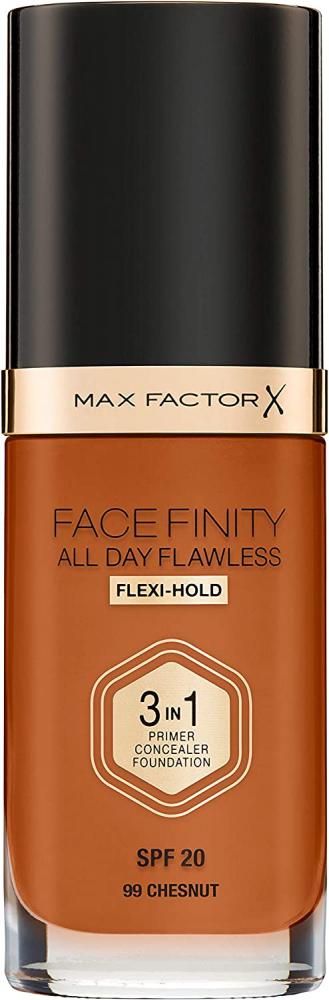 Max Factor Facefinity 3-in-1 All Day Flawless Liquid Foundation SPF 20 99 Chestnut 30ml