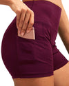 Calcao High Waist Yoga Shorts With Pocket - Red