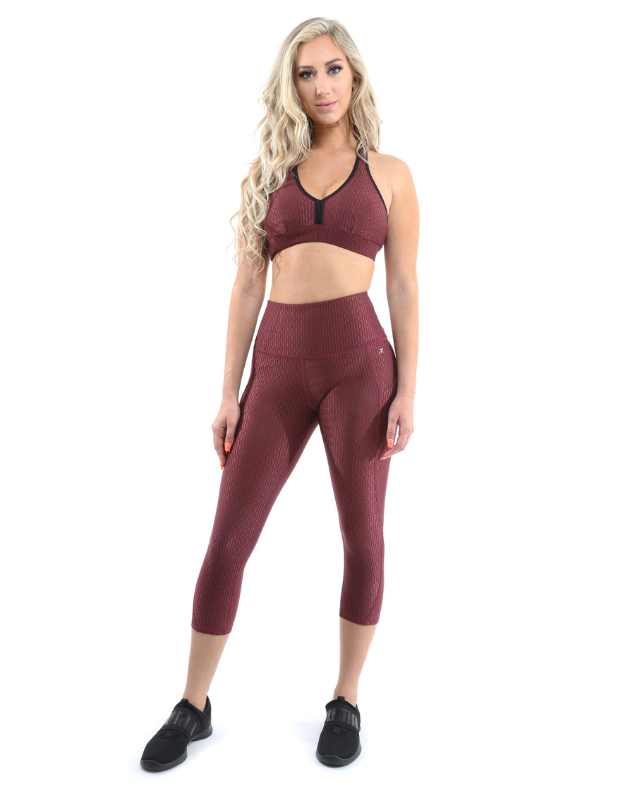 Verona Activewear Set - Leggings & Sports Bra - Maroon [MADE IN ITALY] - Savoy Active