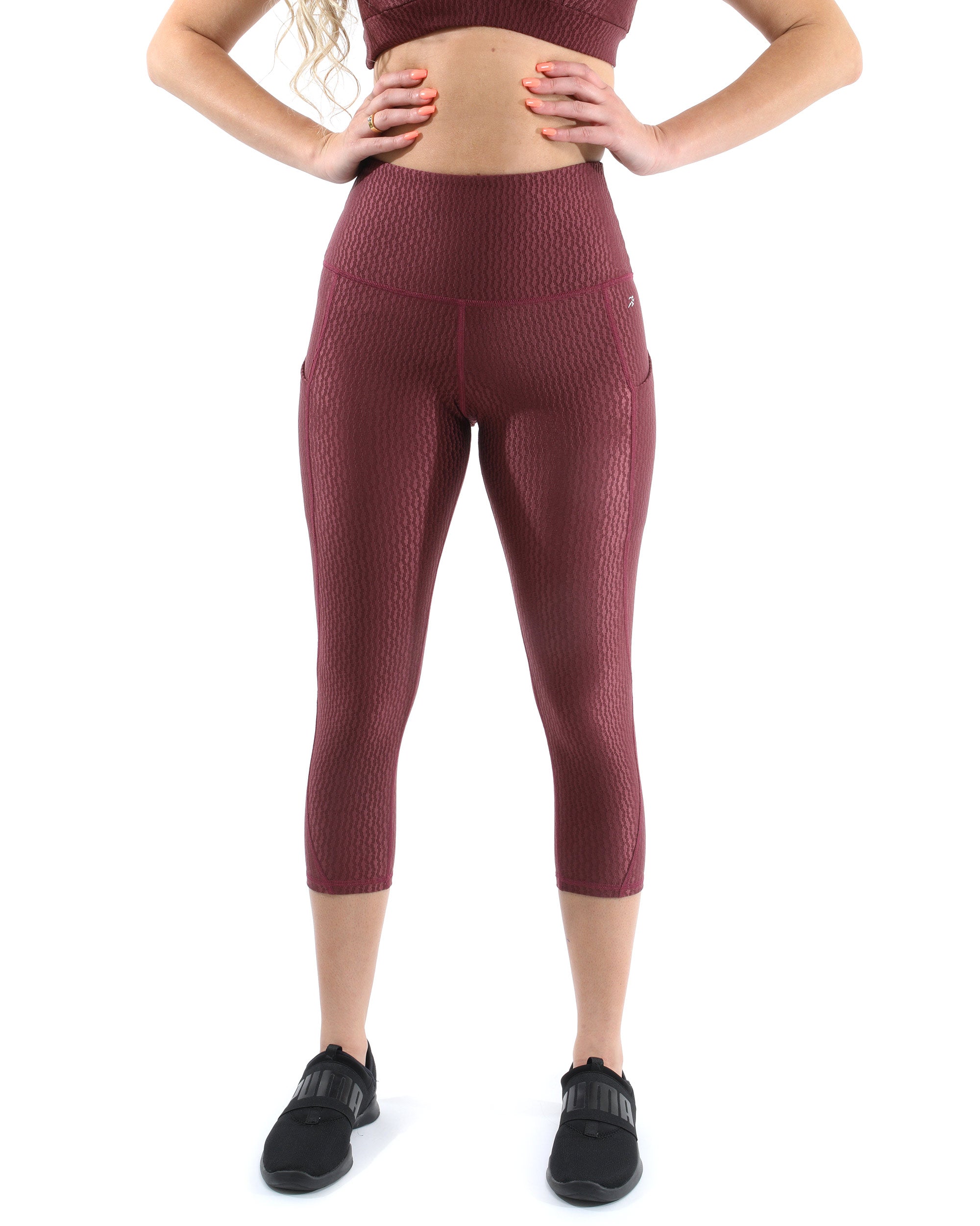 Verona Activewear Capri Leggings - Maroon [MADE IN ITALY] - Savoy Active