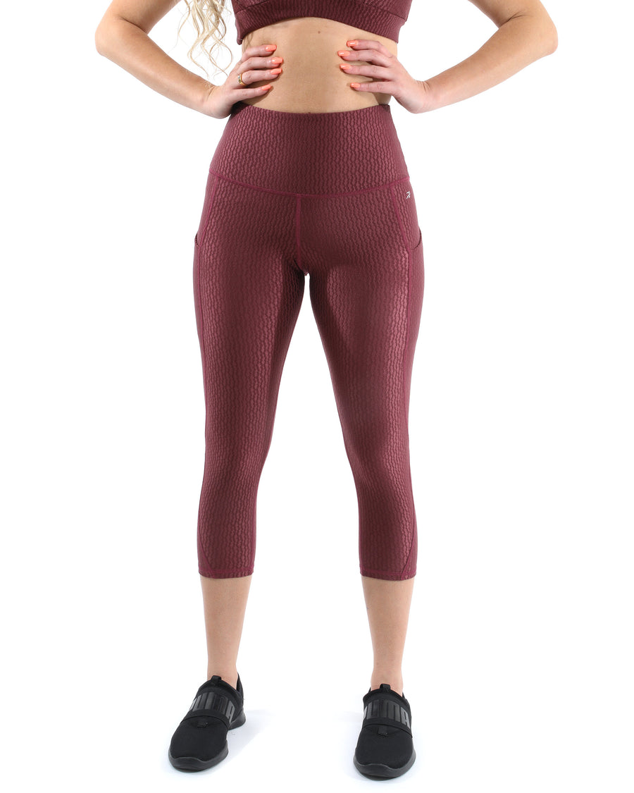 Verona Activewear Capri Leggings - Maroon [MADE IN ITALY] - Savoy Active