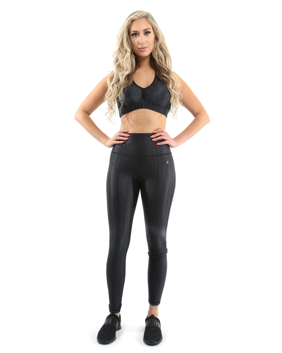 Genova Activewear Set - Leggings & Sports Bra - Black [MADE IN ITALY] - Savoy Active