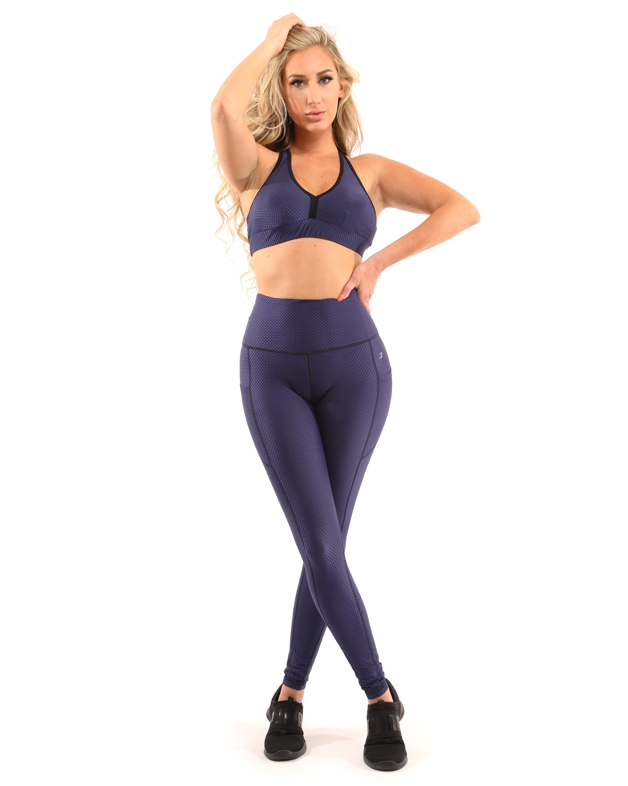Venice Activewear Set - Leggings & Sports Bra - Navy [MADE IN ITALY] - Savoy Active
