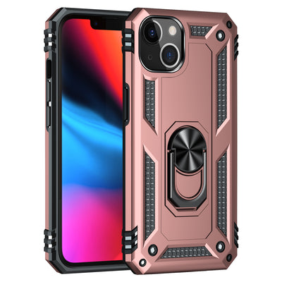 iPhone 13  Case with Kickstand, Heavy Duty Military Grade Protection Phone Case, Built-in 360° Rotate Ring Stand, Shockproof Full Body Rugged Case（ROSE GOLD）