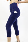 High Waisted Yoga Capri Leggings - Navy Blue - Savoy Active