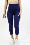 High Waisted Yoga Capri Leggings - Navy Blue - Savoy Active