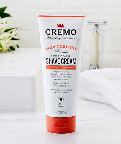 Cremo Moisturizing Shave Cream, Superior Ultra-Slick Shaving Cream for Women Fights Nicks, Cuts and Razor Burn, Cremo Coconut Mango, 6 Fl Oz
