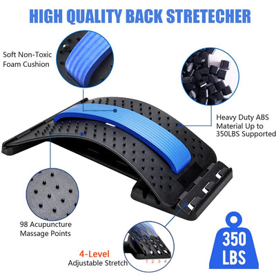 Back Stretcher for Lower Back Pain Relief, Multi-Level Lumbar Support Stretcher Spinal Back Massager