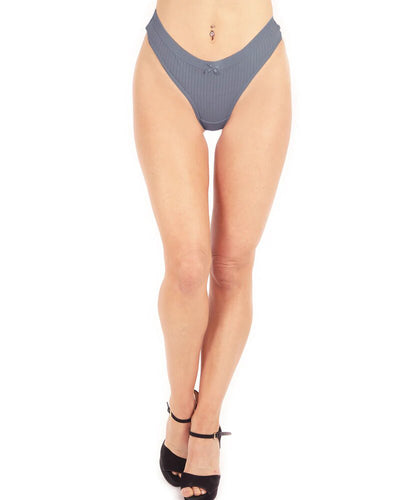 Tiffany Cotton Knit Thong Underwear - Blue