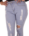 Natalia Skinny Ripped Jeans - Light Blue