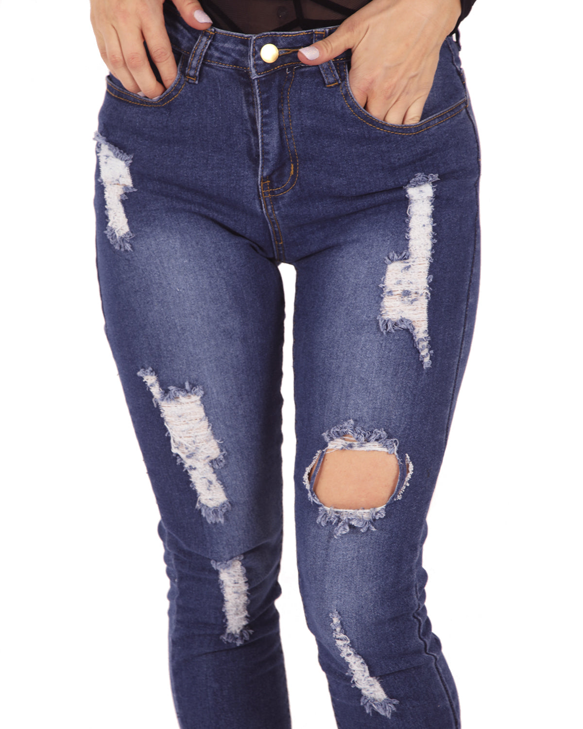 Jocelyn Distressed Skinny Jean - Navy